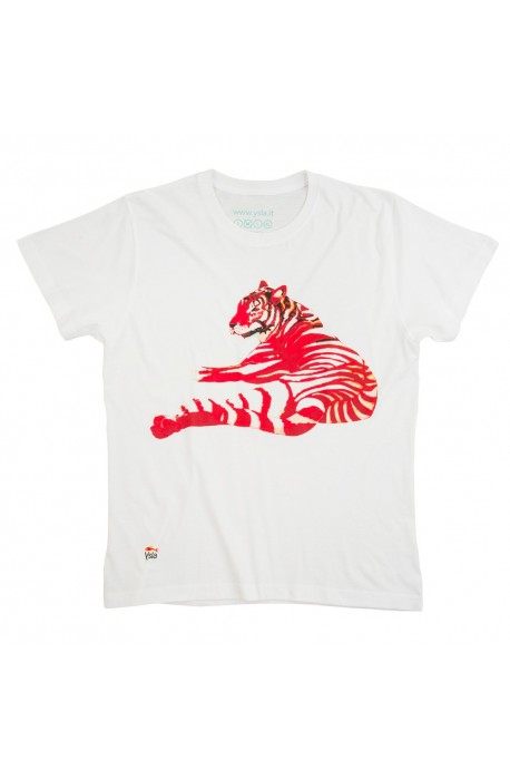 T-shirt "Red tiger" in 100% cotone, made in Italy