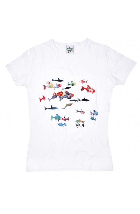 T-shirt "Different fishes" in 100% cotone, made in Italy