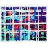 Tapete "Square garden" azul en 100% algodòn, made in Italy,  2 unidades.