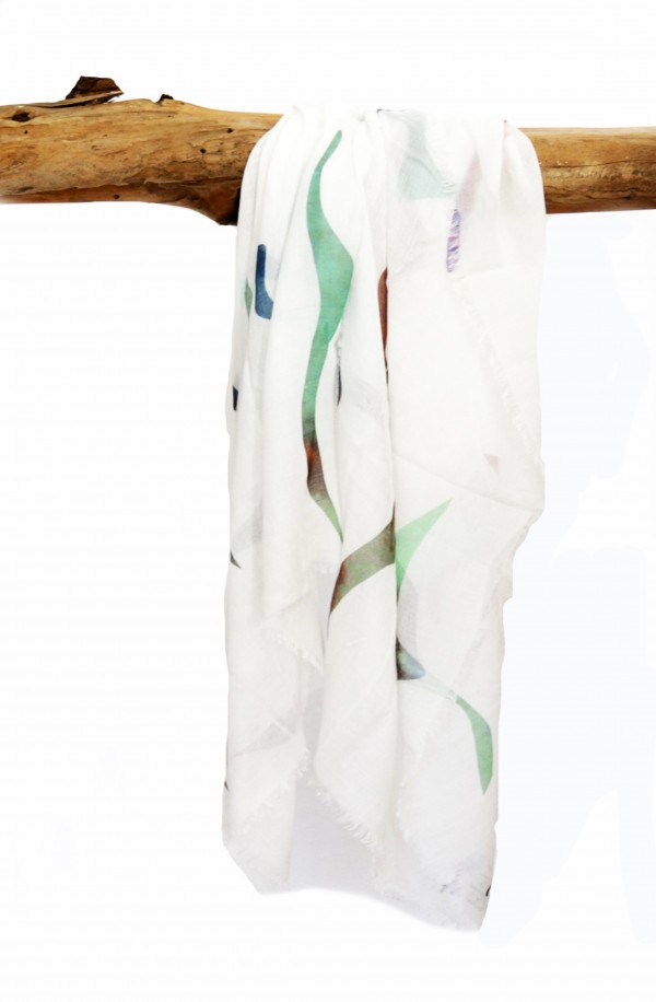 Bufanda "Birdwatching" en modal y cashmere, made in Italy